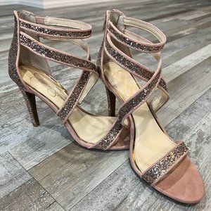 Women's Jessica Simpson Strappy Glittery Heels - Size 9.5